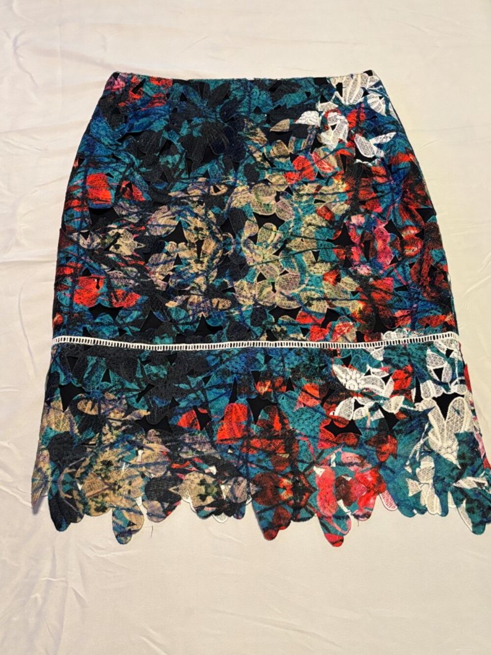 Antonio Melani Floral Lace Pencil Skirt Women's Size 4 Multicolor Lined
